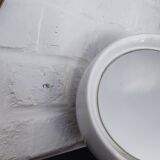 White Ceramic Table Mirror Weighted in a Space Age Ball Shape