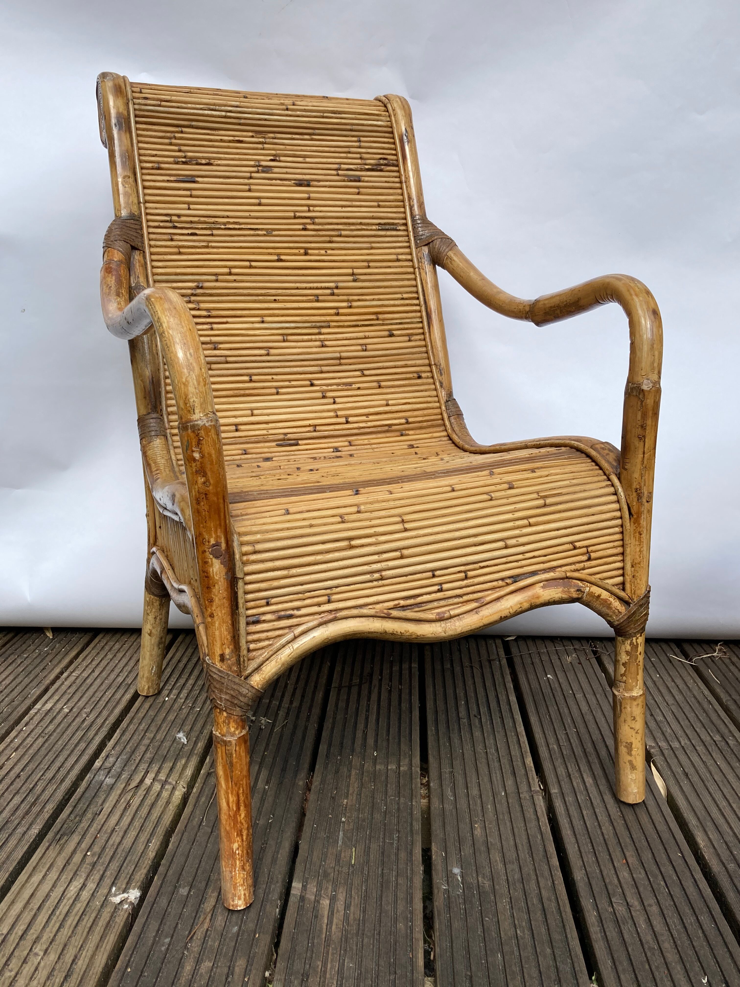 Pair of Vivai del Sud rattan wicker bamboo chairs