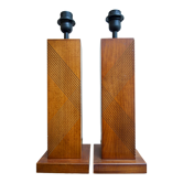 Important pair of Teak Geometric Lamps