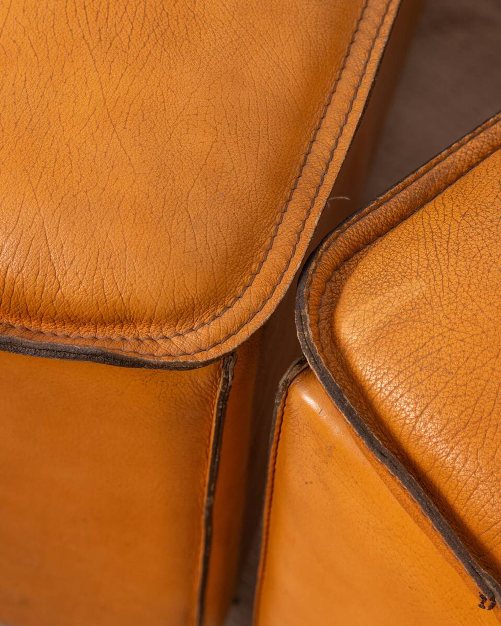Pair of vintage 70's armchairs in beige leather design ferruccio brunati