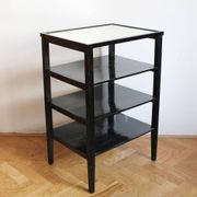 Late 1940s Czechoslovak Functionalist Étagère in Black Wood and Bevelled Gl