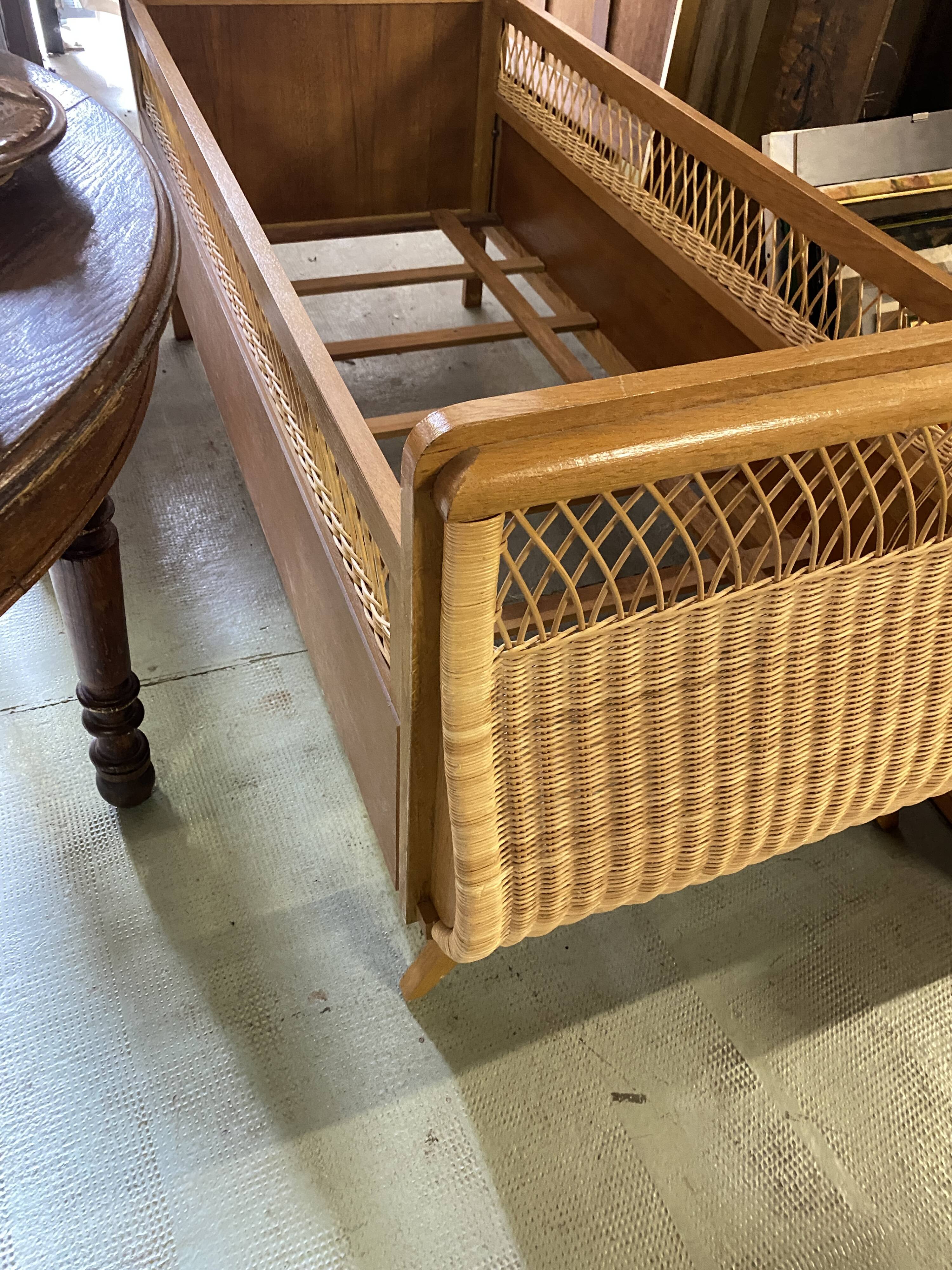 Vintage rattan and wicker children's bed