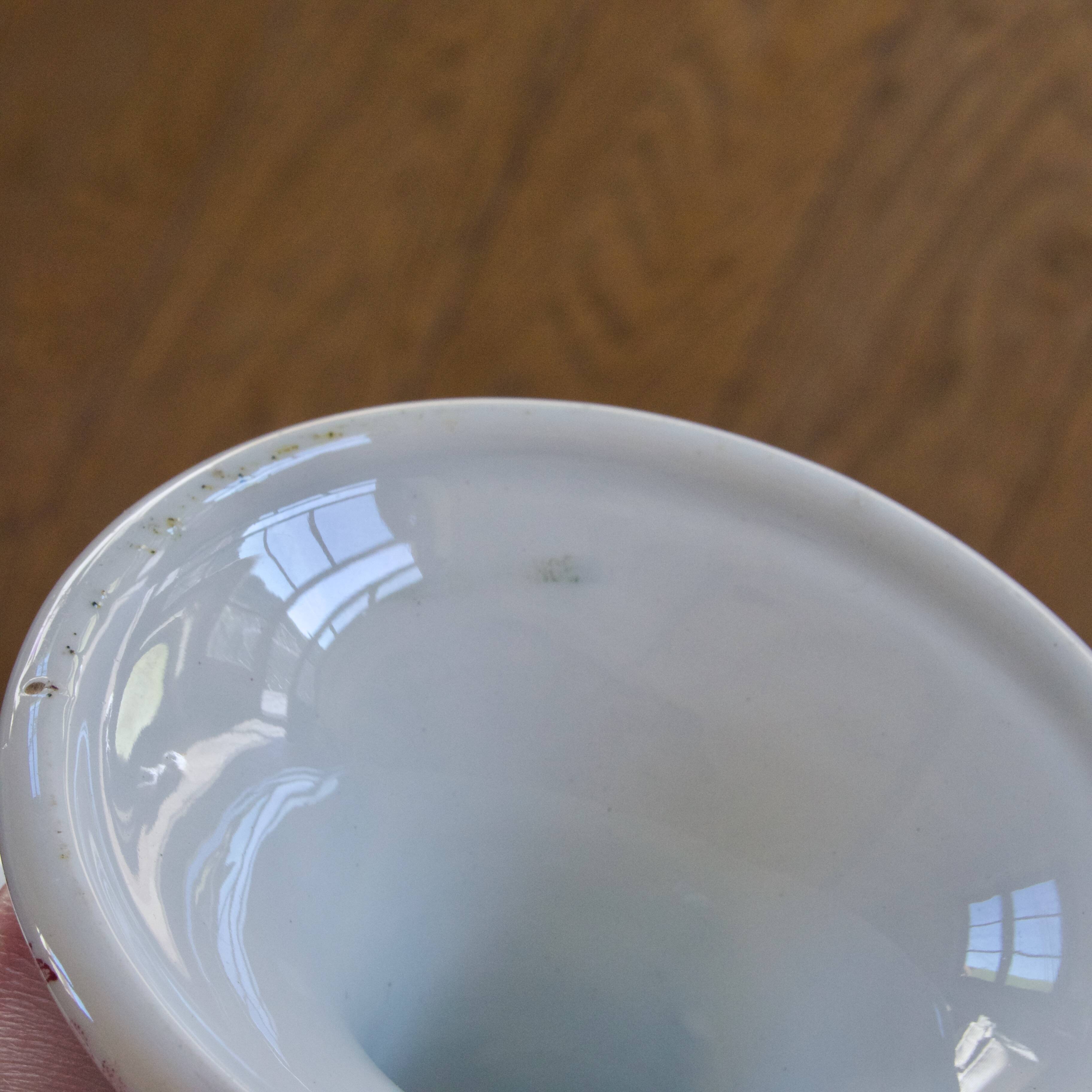 Antique pink ironstone fruit bowl with flowers