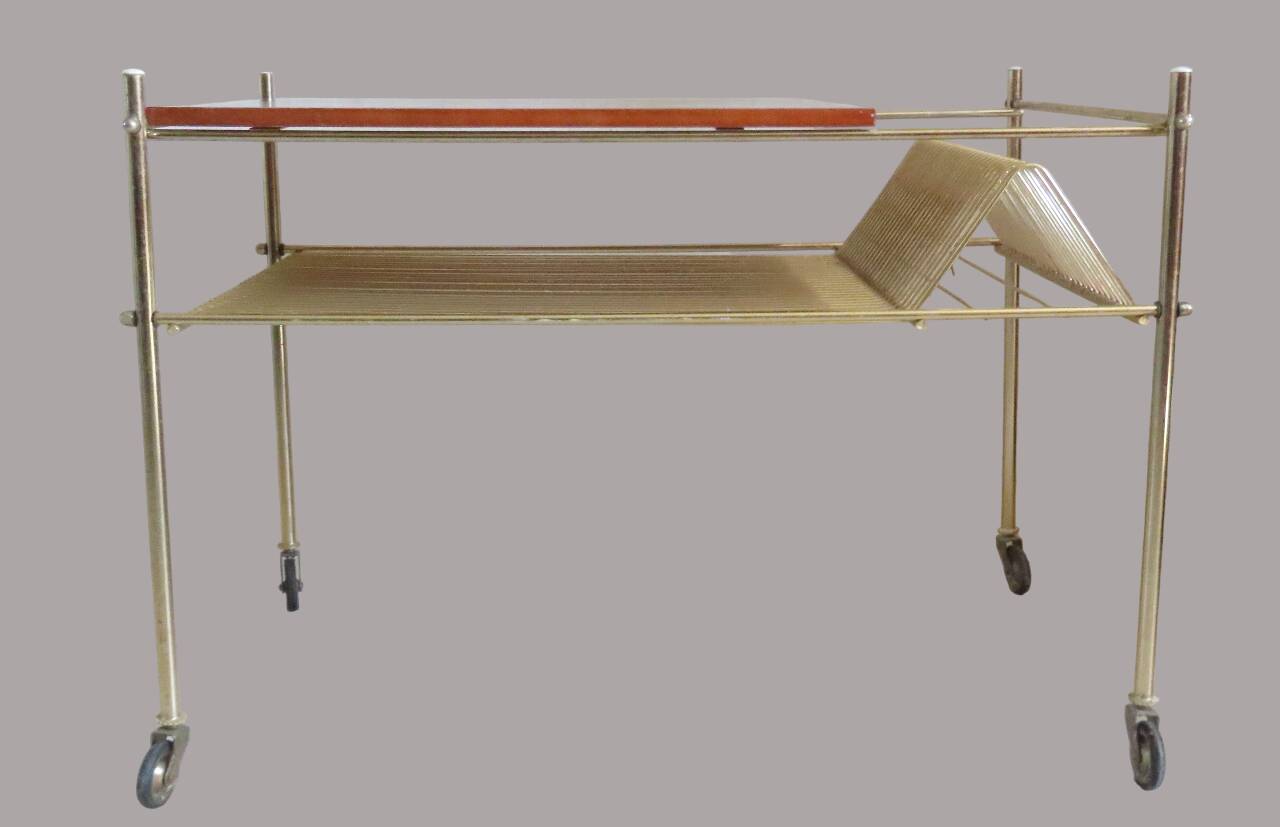 Vintage coffee table with rack Serving trolley on wheels