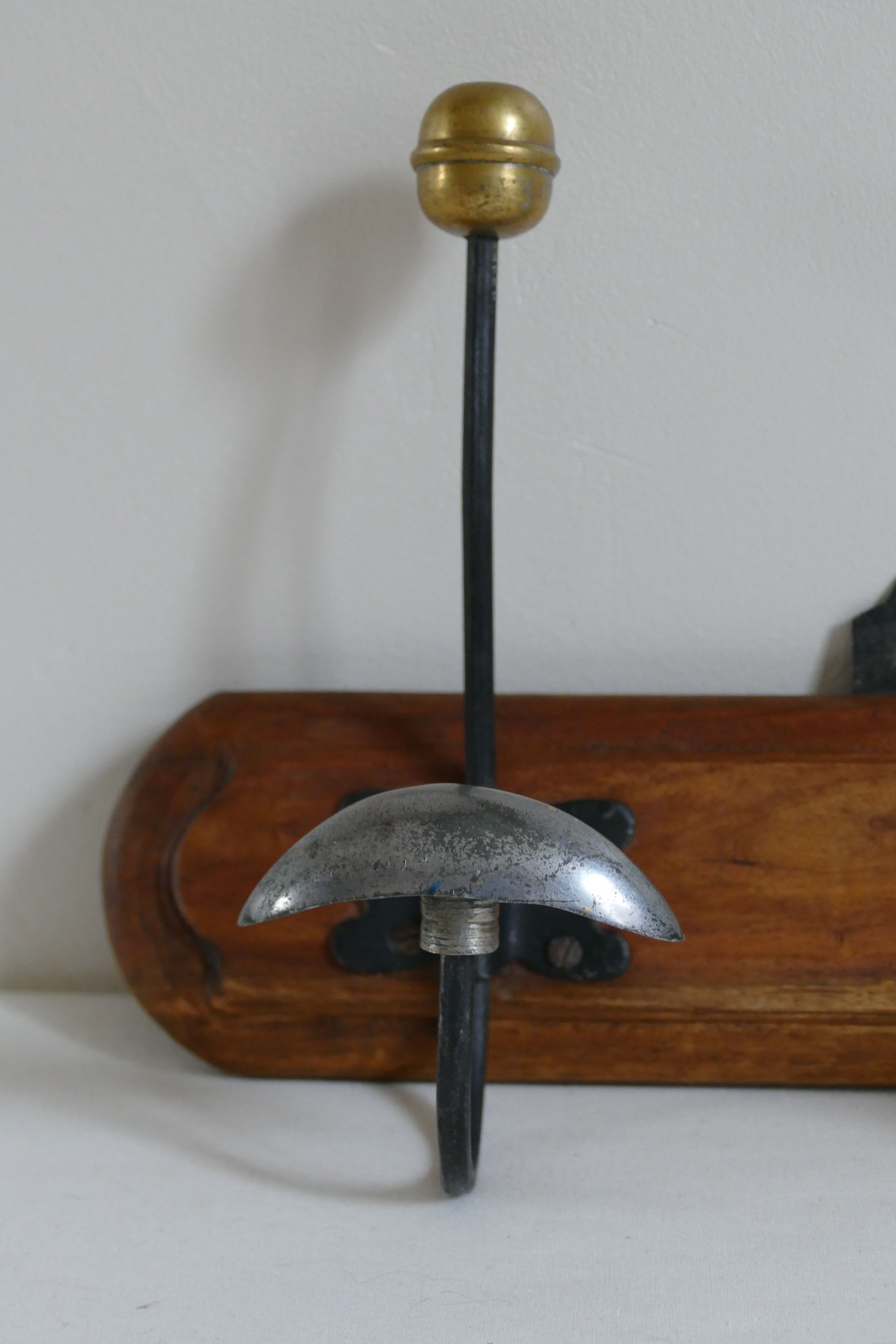 Vintage wood and metal patère