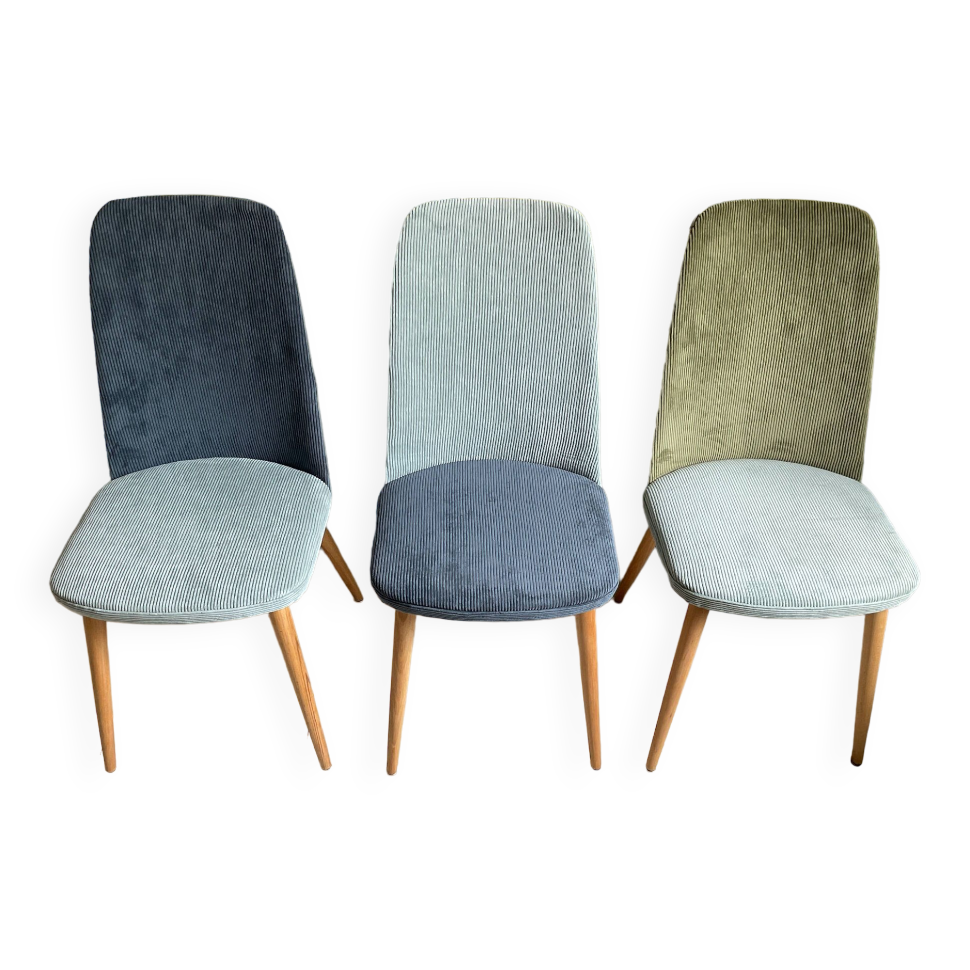Trio of Scandinavian velvet chairs