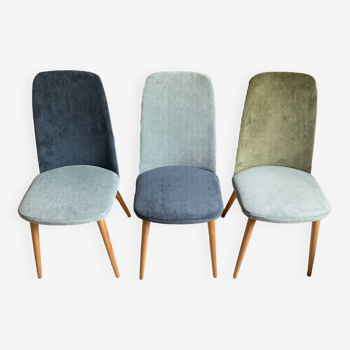 Trio of Scandinavian velvet chairs