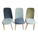 Trio of Scandinavian velvet chairs