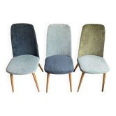 Trio of Scandinavian velvet chairs