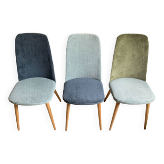 Trio of Scandinavian velvet chairs