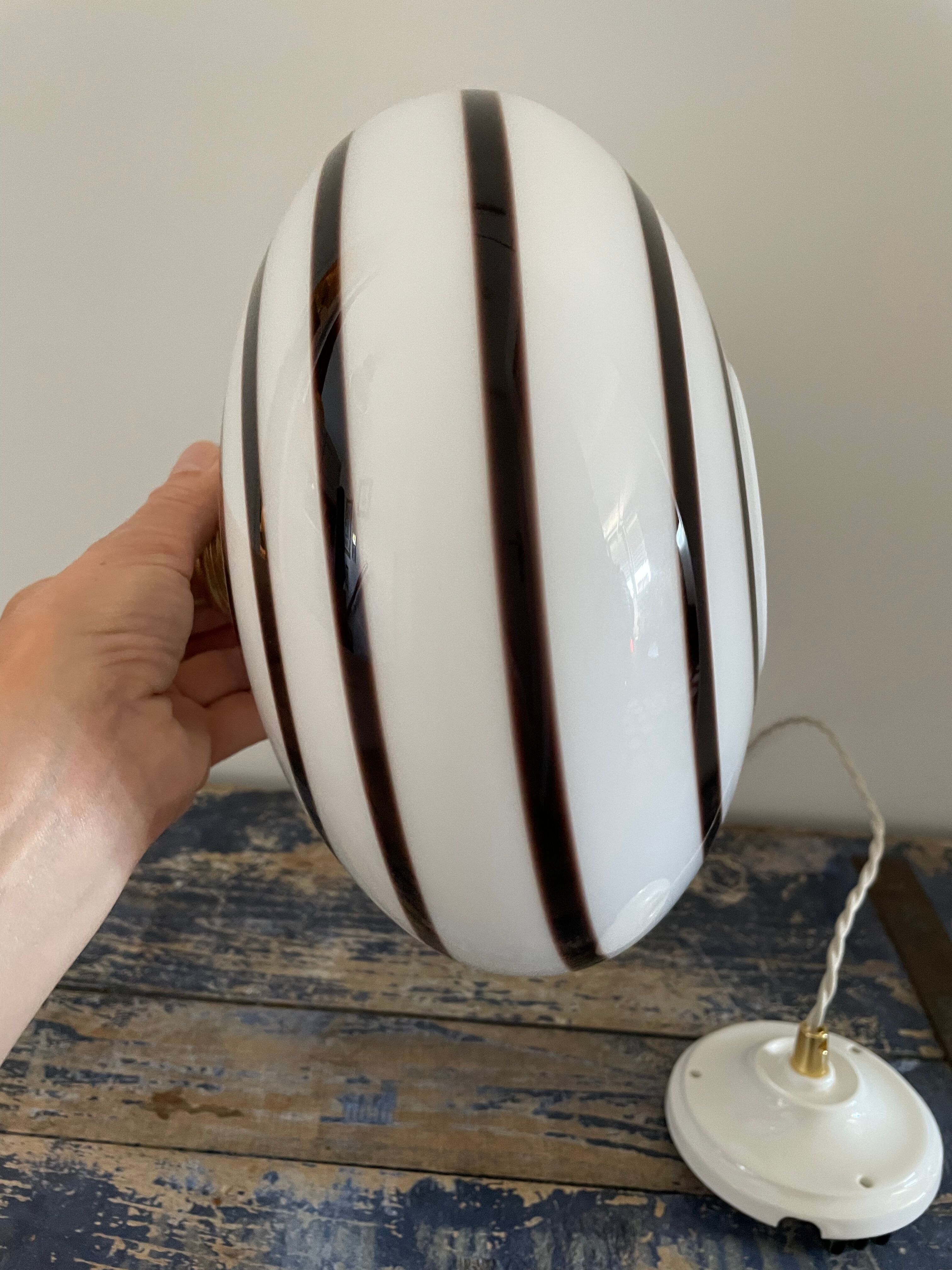 Vintage patterned opaline pendant lamp