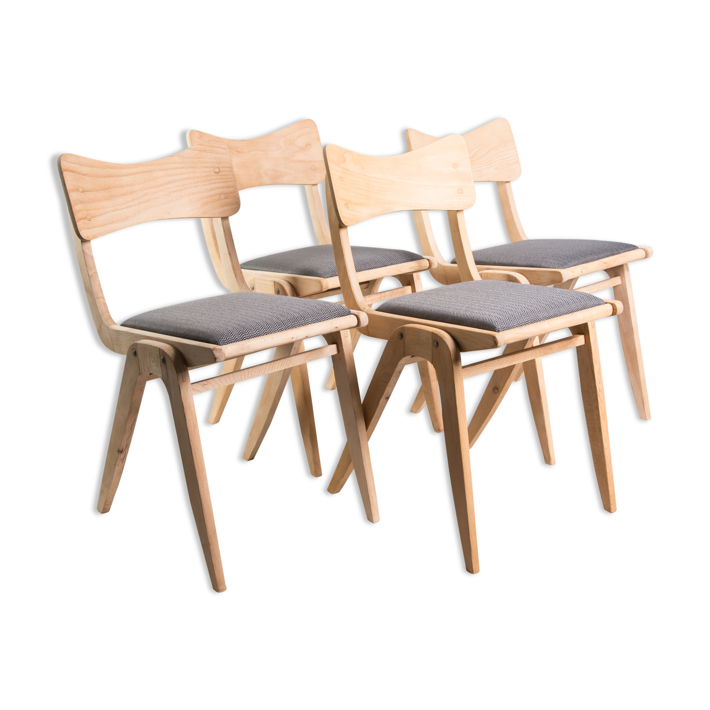 Set of 4 bumerang chairs from 1960s.