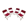 Set of 4 folding velvet chairs brand Lafuma 60s-70s