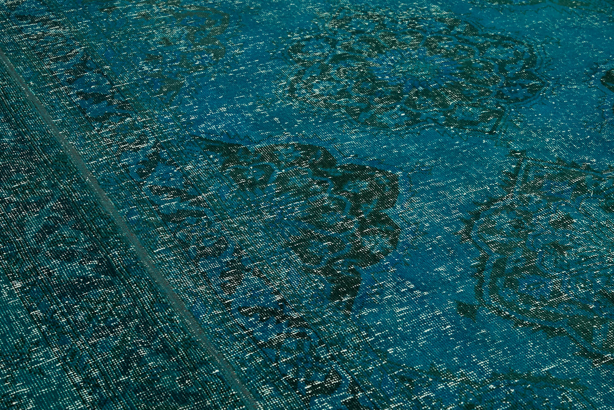 Handmade oriental unique 1980s 297 cm x 390 cm turquoise wool carpet