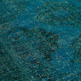 Handmade oriental unique 1980s 297 cm x 390 cm turquoise wool carpet