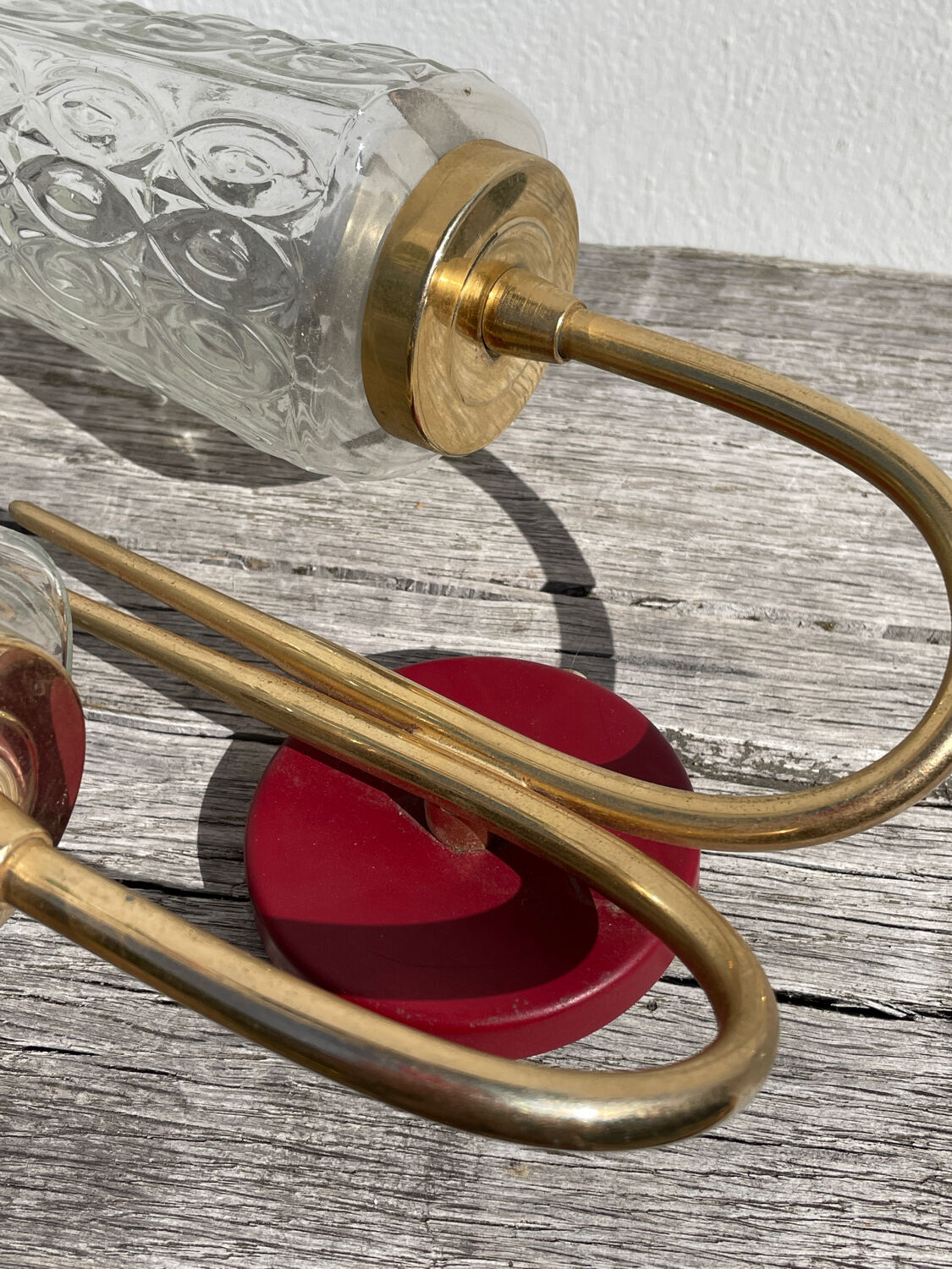 Brass and glass wall lamp 1950