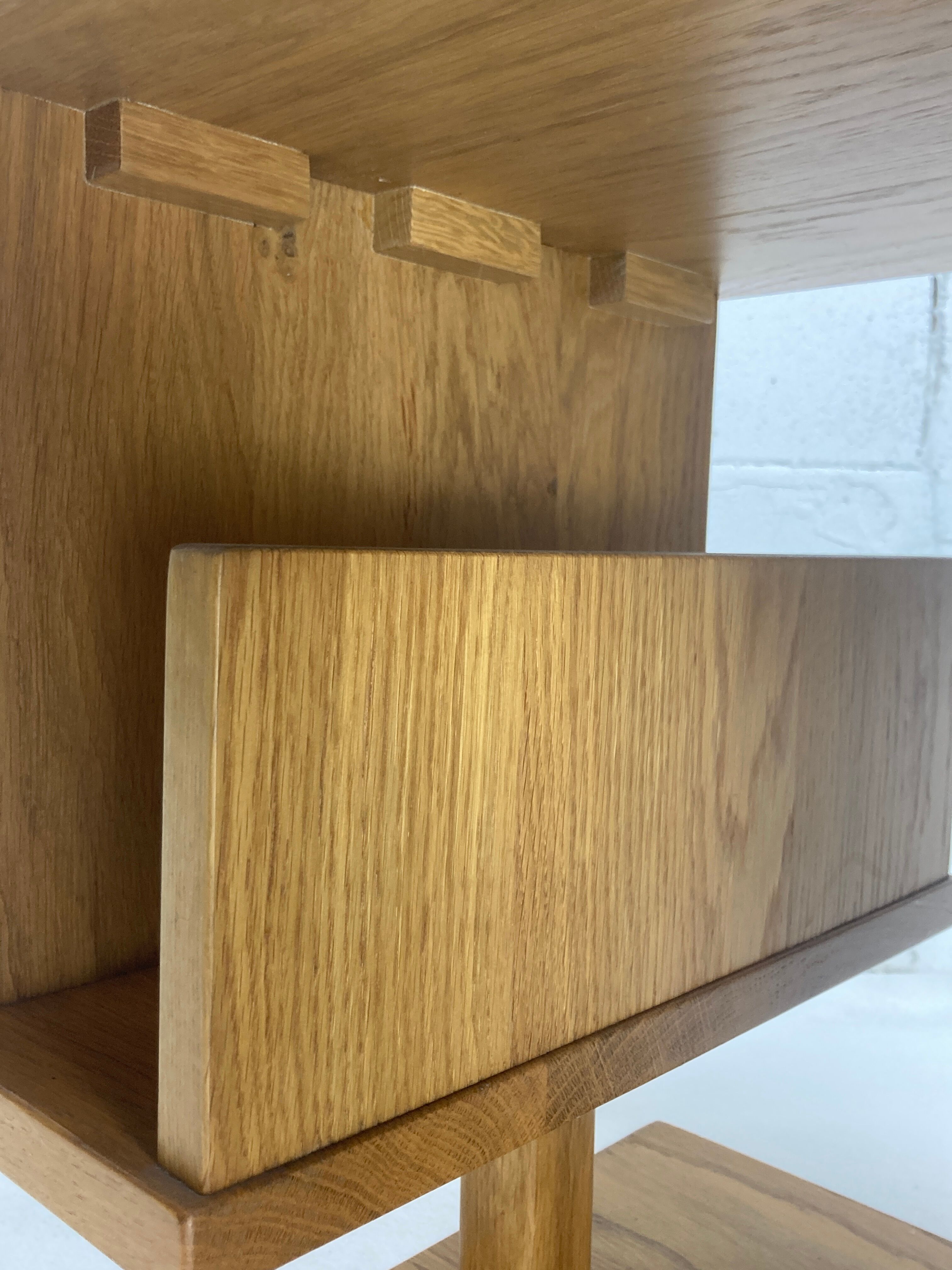 Dutch architectural blonde oak side table, 1980s