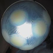 René Lalique, pendant light, opalescent chandelier, "Dahlias", signed, excellent condition.