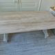 Console, solid walnut table, foldable extensions, grey patinated legs.
