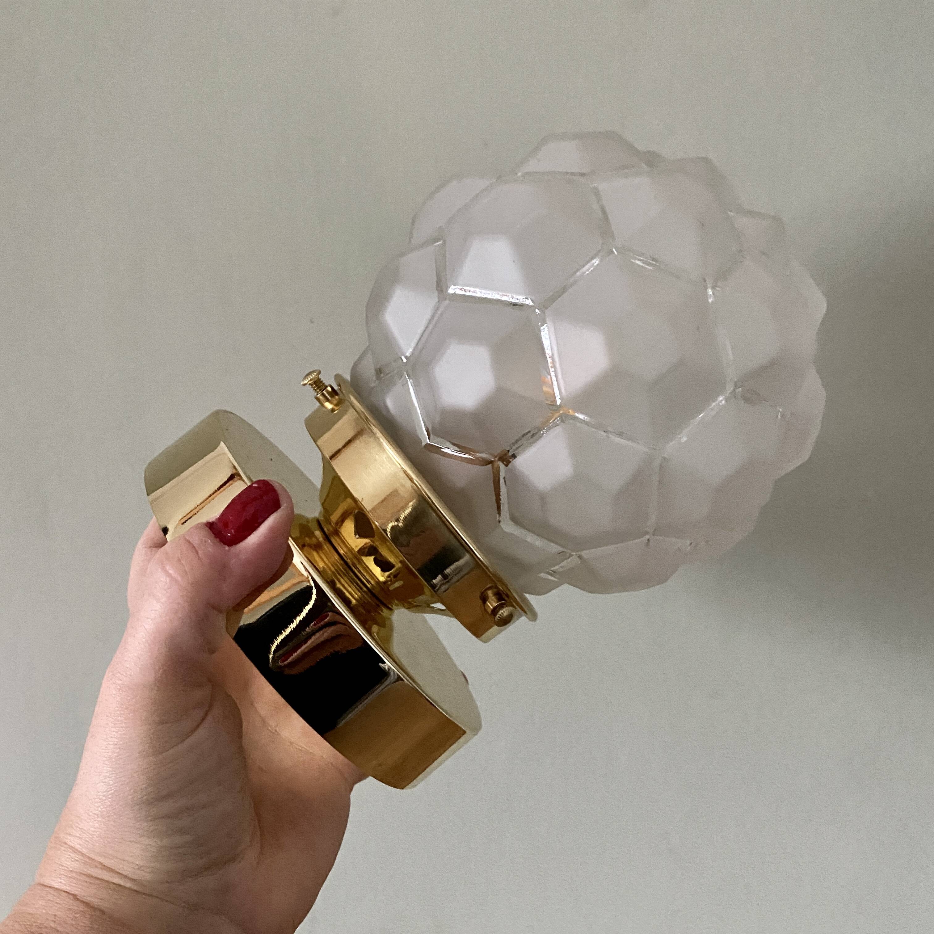 Vintage art deco globe wall or ceiling light in frosted glass