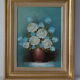 Tableau huile sur toile bouquet de fleurs ton bleu