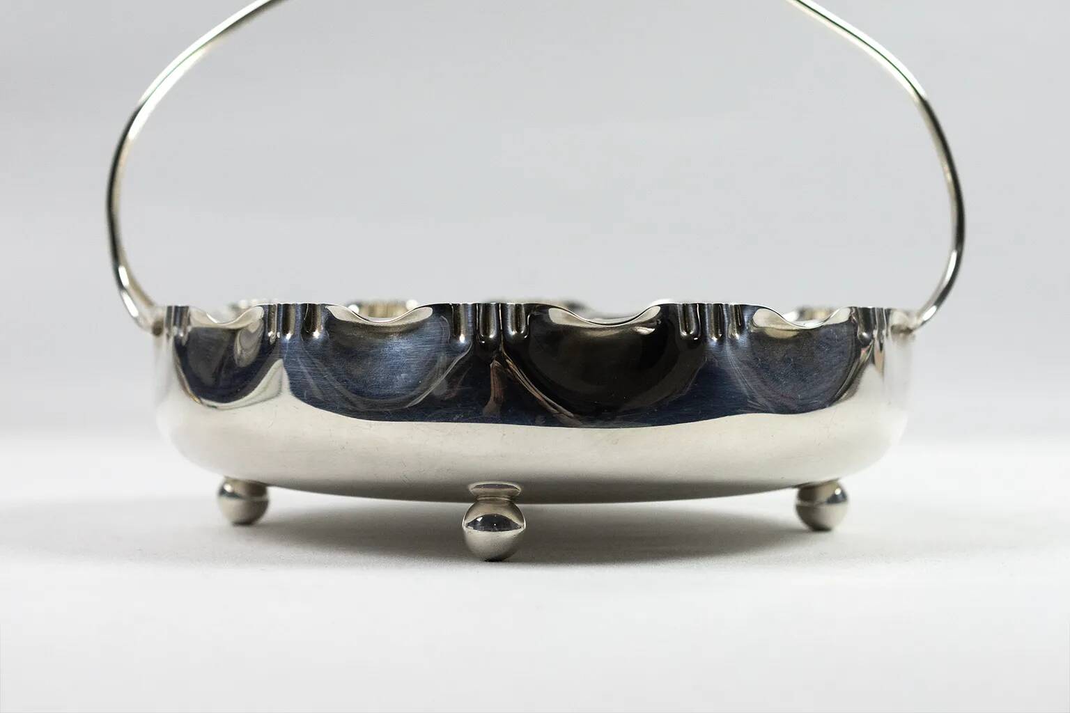 Hallmarked silver-plated metal centerpiece with handle