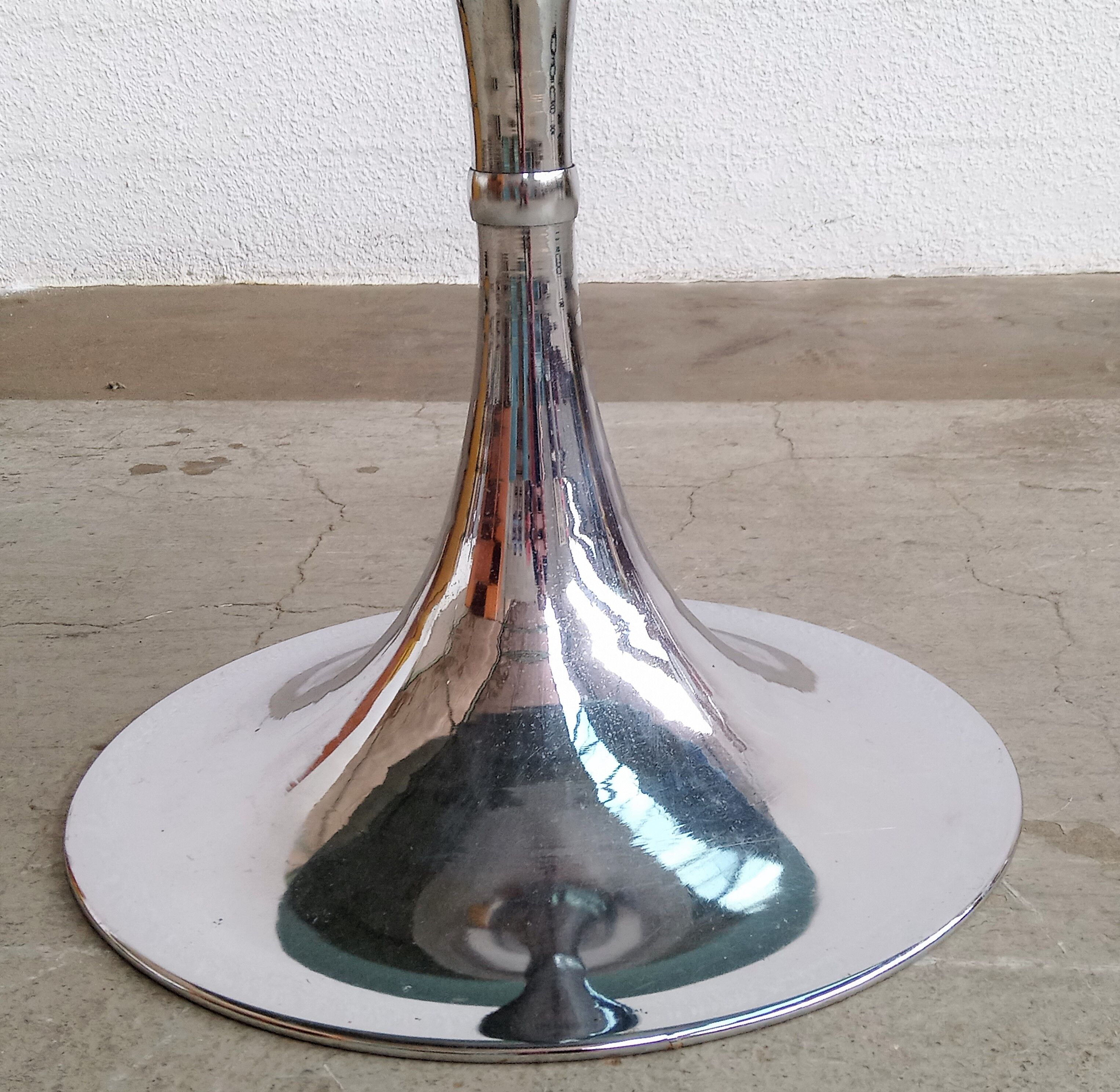 Gastone Rinaldi oval table circa 70 foot chrome tulip tray smoked glass