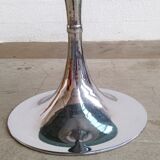 Gastone Rinaldi oval table circa 70 foot chrome tulip tray smoked glass