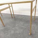 Tables basses gigognes Roger Thibier dorées 1960