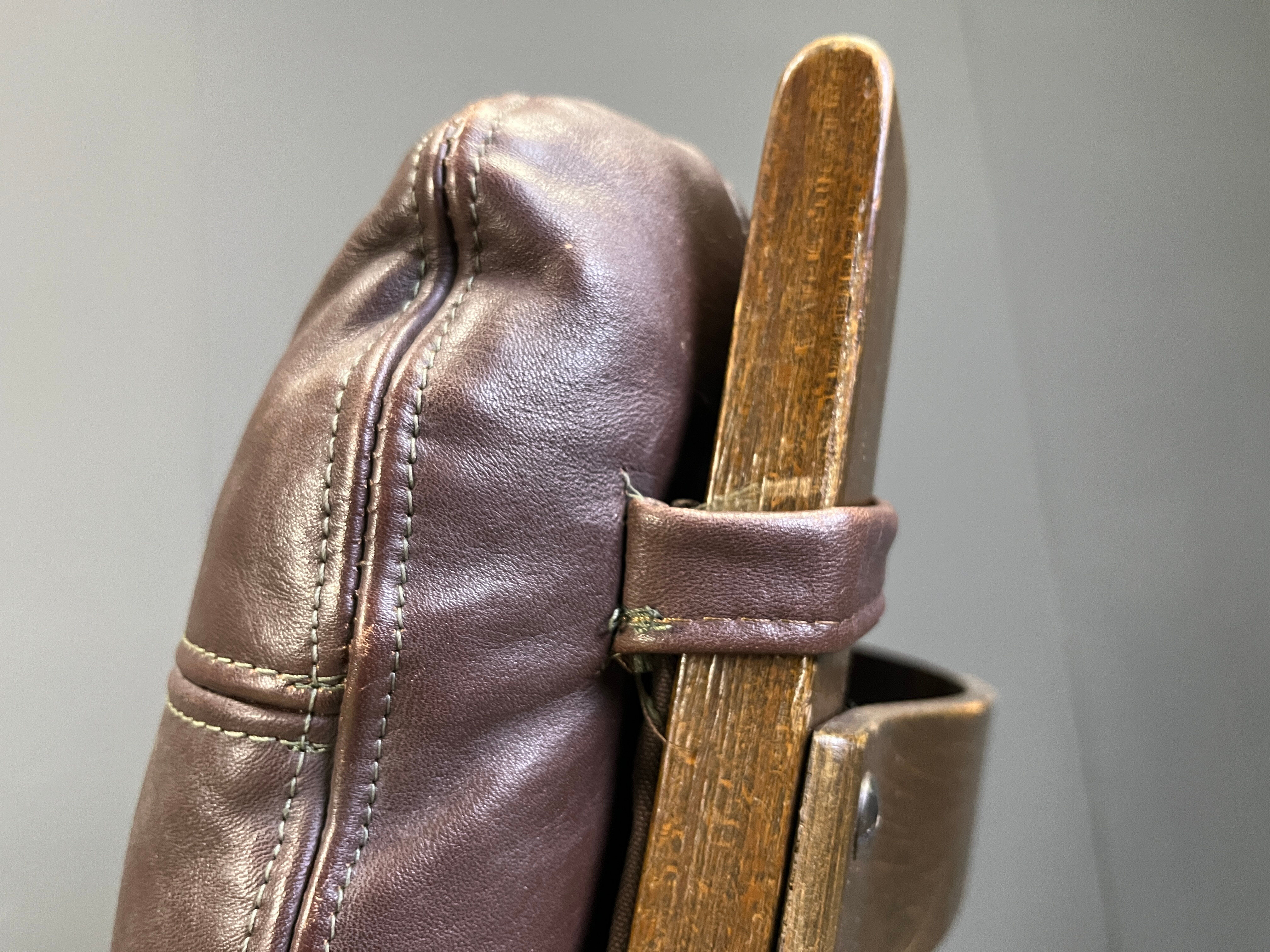 Vintage Scandinavian leather and bentwood armchair, 1970s