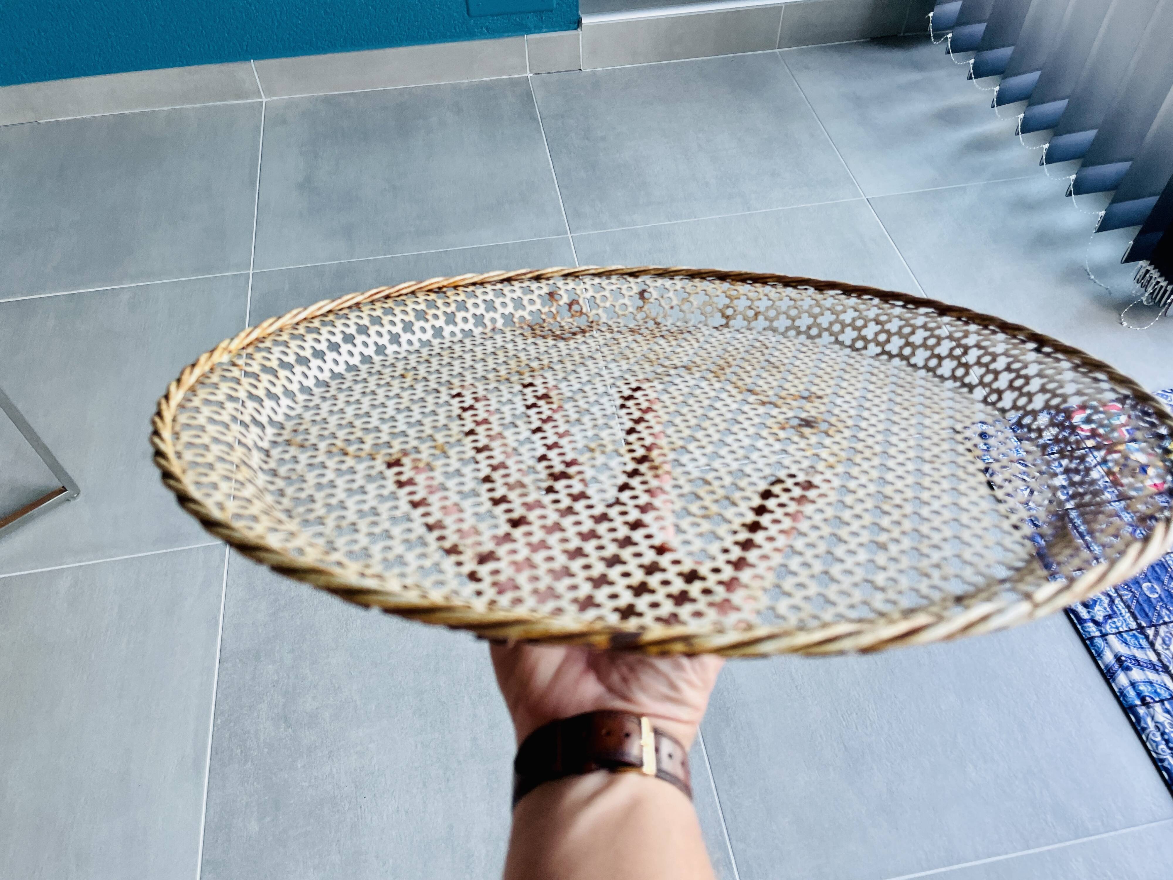Round top 40cm rigidule perforated sheet metal vintage Mathieu Matégot design 1950s