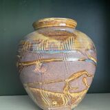 Vase en grès signé, vers 1940