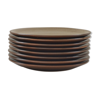 8 assiettes à dessert en grès de la manufacture Niderviller - Tolède