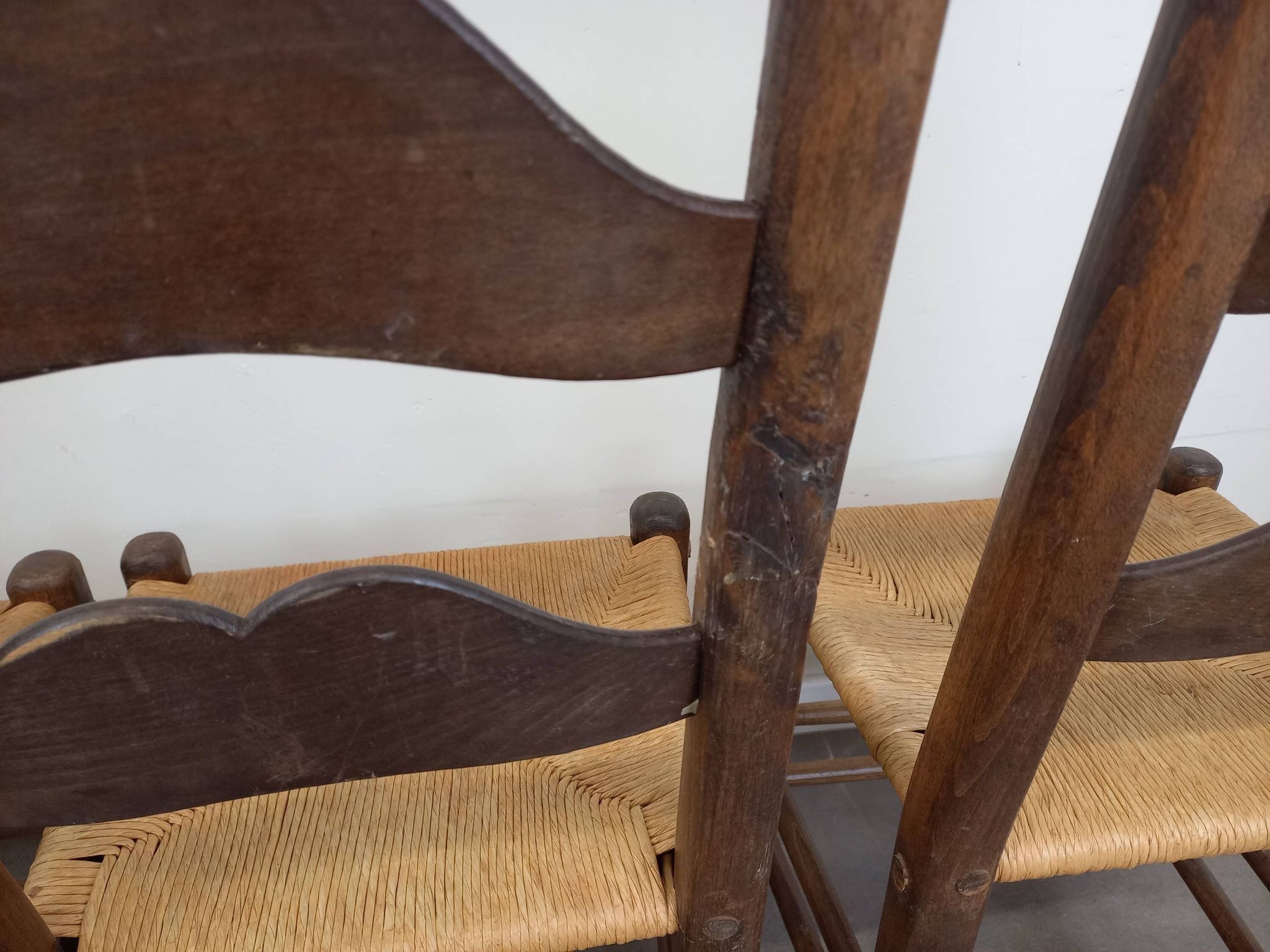 Straw brutalist chairs, set of 4