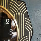 Vintage clock silent wall clock 60s "Golden Black Electric Japy"