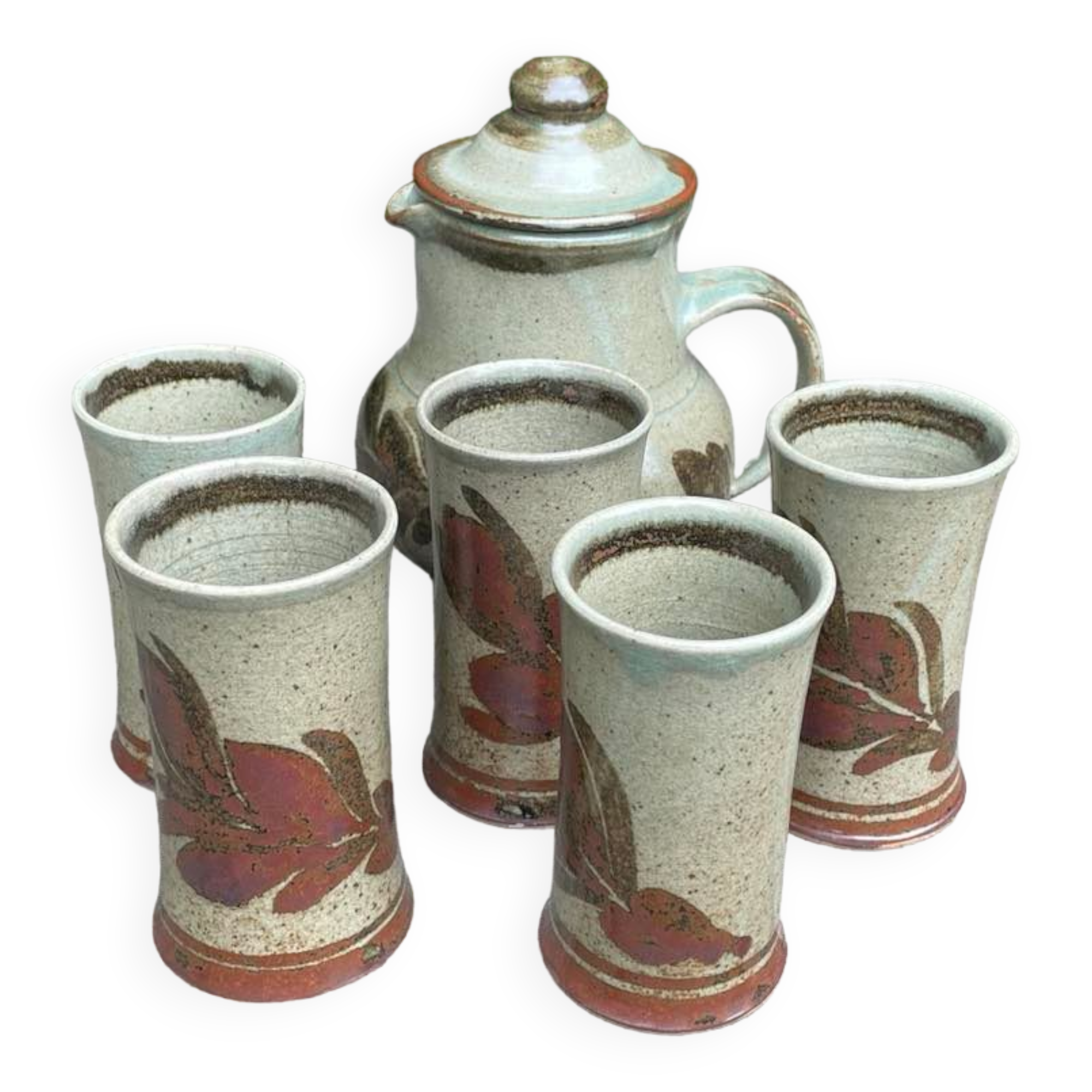 Service à café/tisane/orangeade en grès de la poterie Blanot