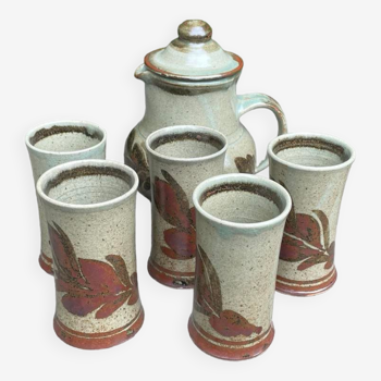 Service à café/tisane/orangeade en grès de la poterie Blanot