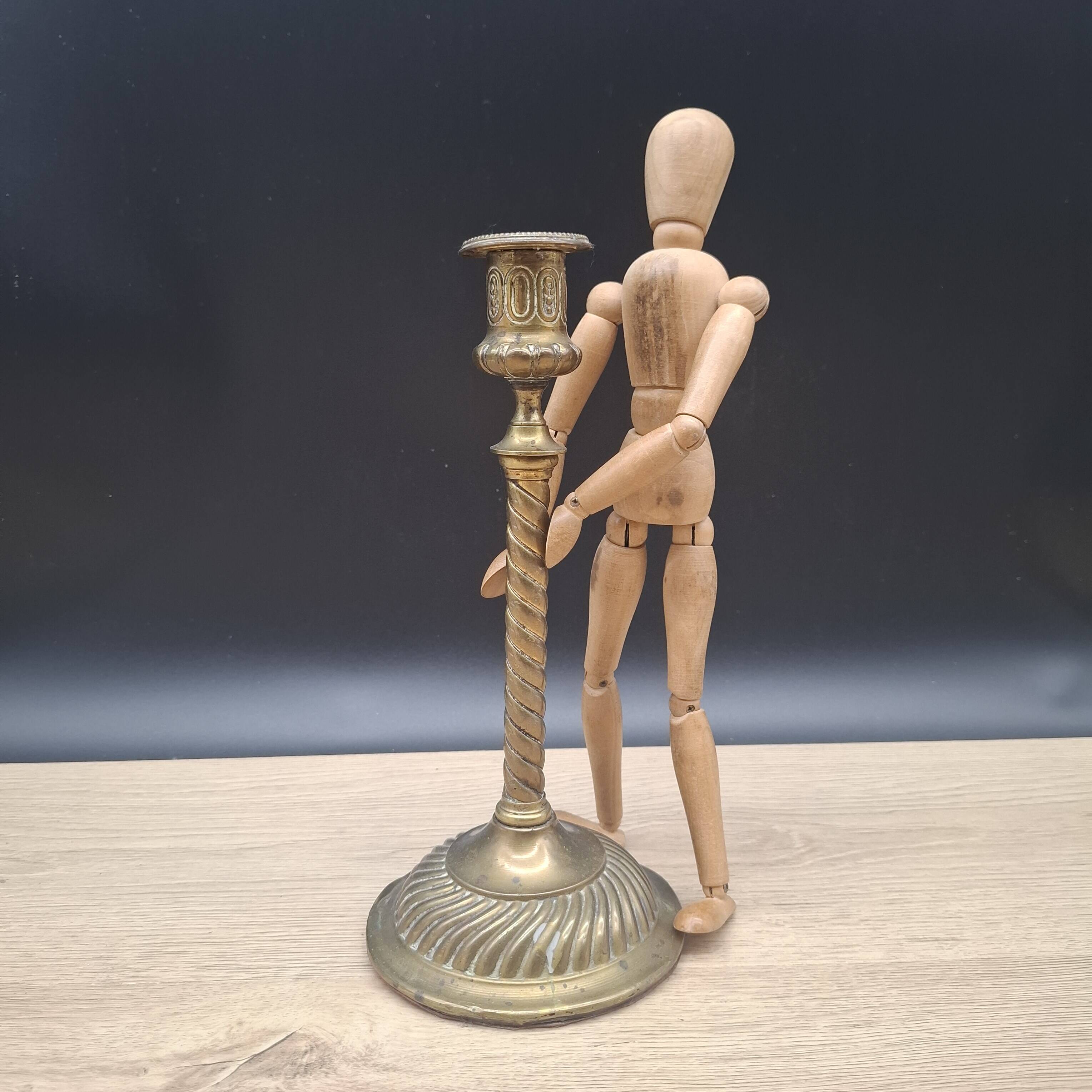 Antique brass candle holder