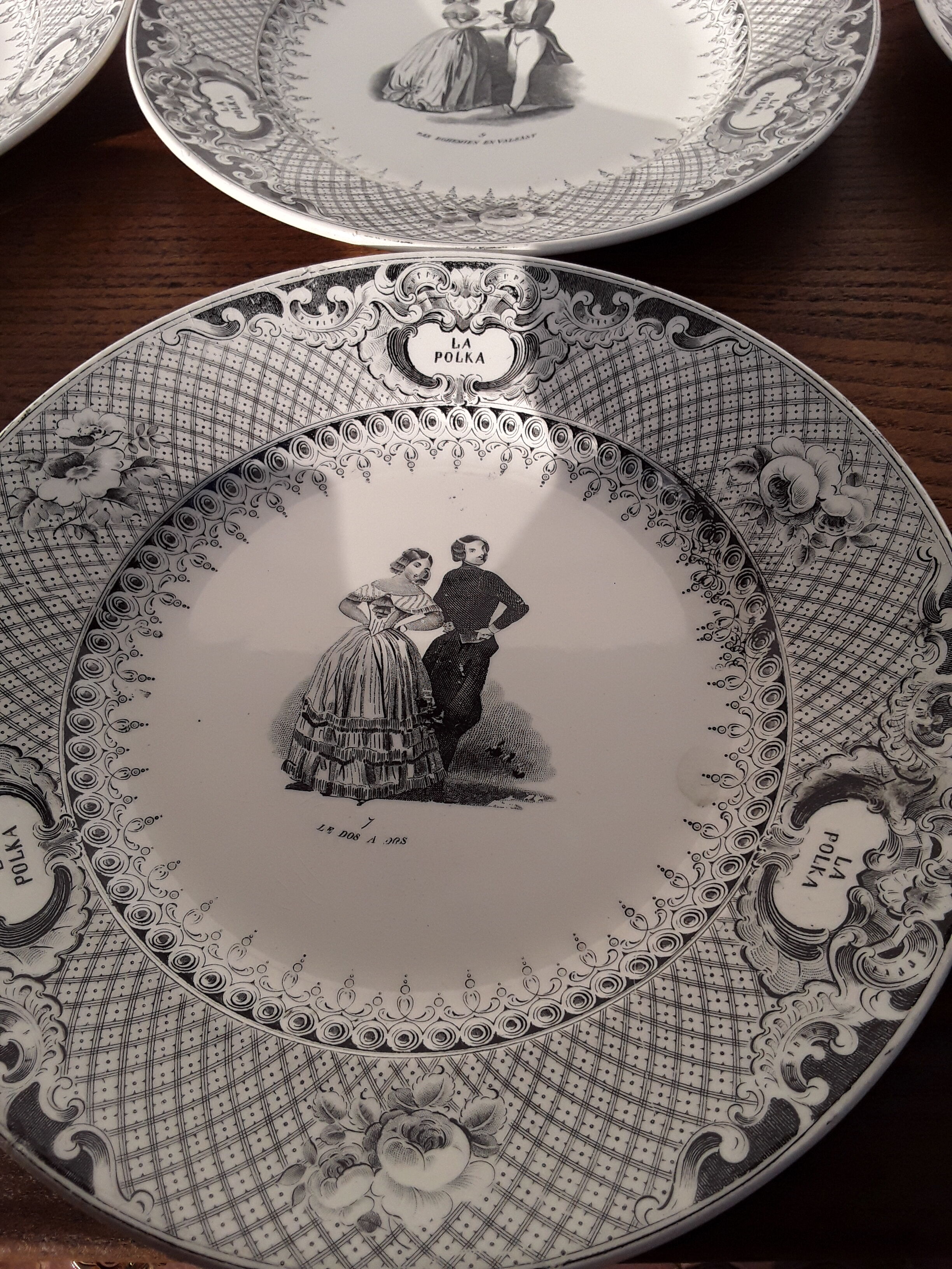 9 creil and Montereau dance themed plates