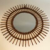 Small Rattan Mirror. French work. Around 1970