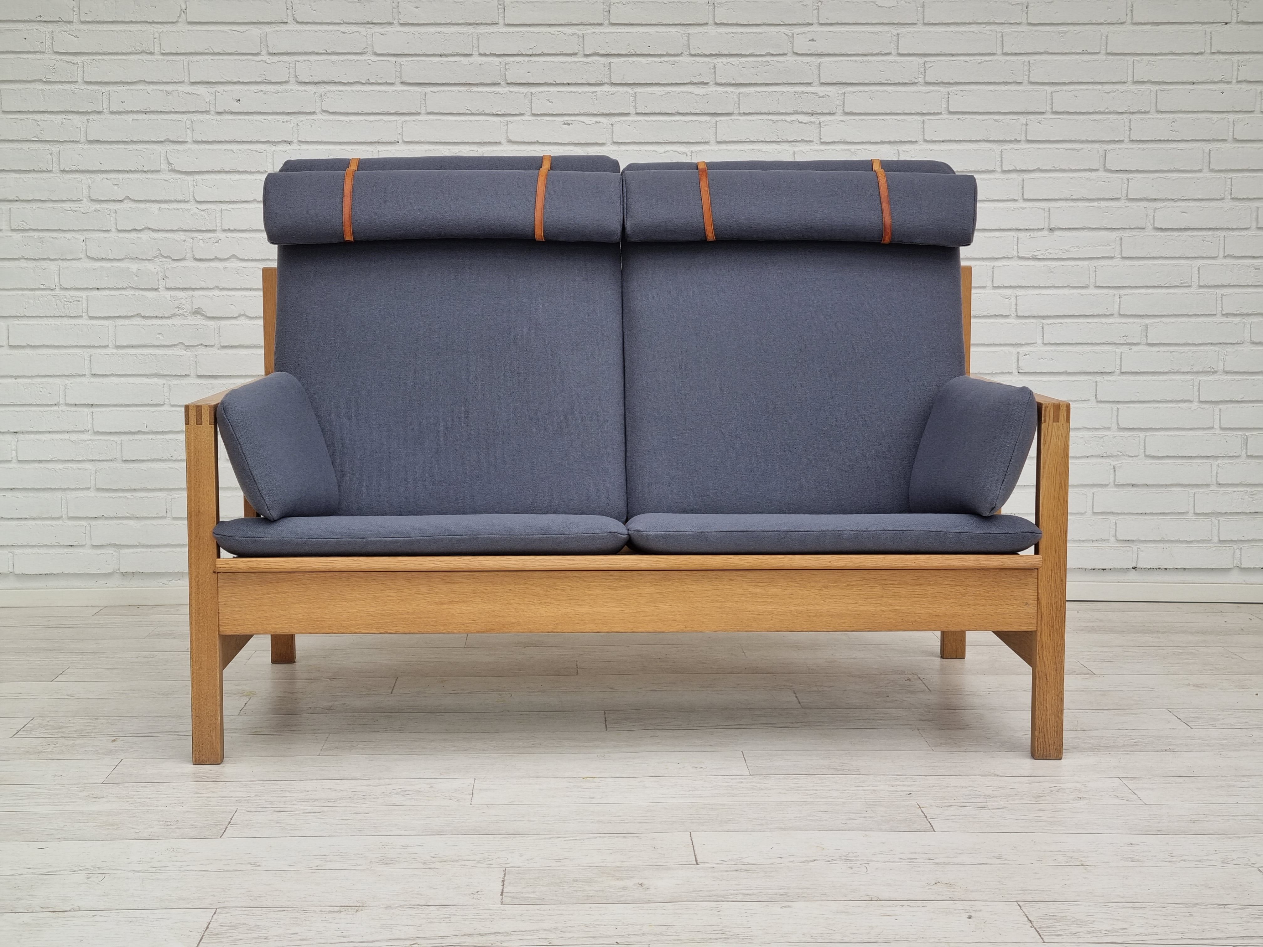 1970s, Danish design by Børge Mogensen, sofa model 2252, oak, furniture wool
