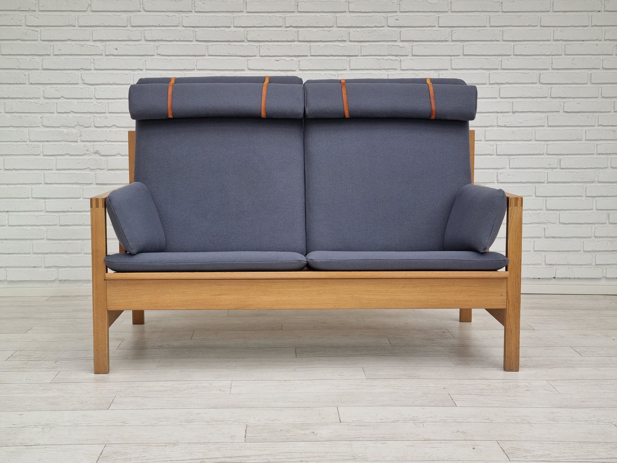 1970s, Danish design by Børge Mogensen, sofa model 2252, oak, furniture wool