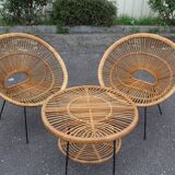 Rattan Lounge Attributed to Janine Abraham Model Soleil