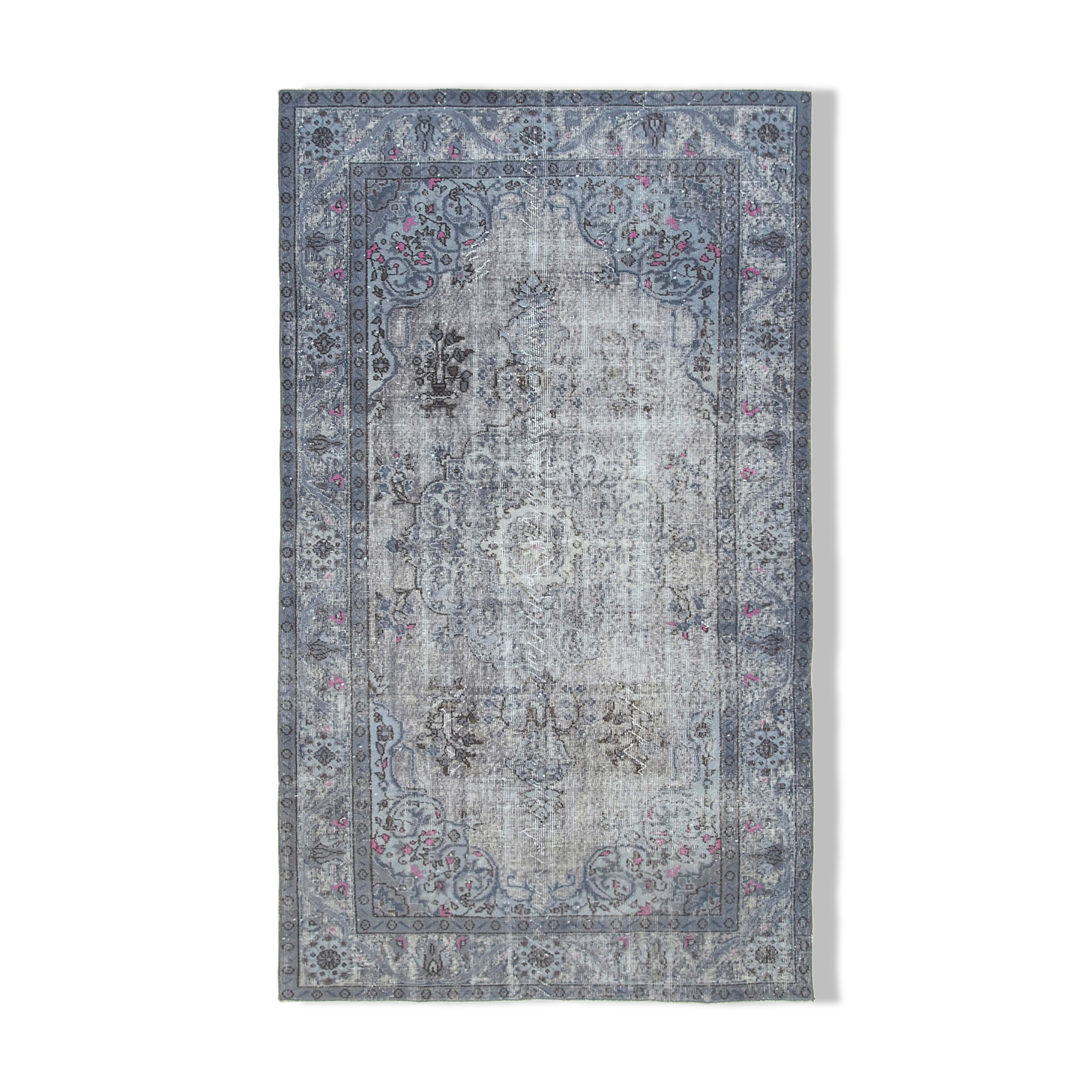 Handmade bohemian turkish 1980s 168 cm x 284 cm grey carpet
