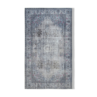 Handmade bohemian turkish 1980s 168 cm x 284 cm grey carpet