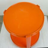 Circular orange Italian Space Age plastic trolley