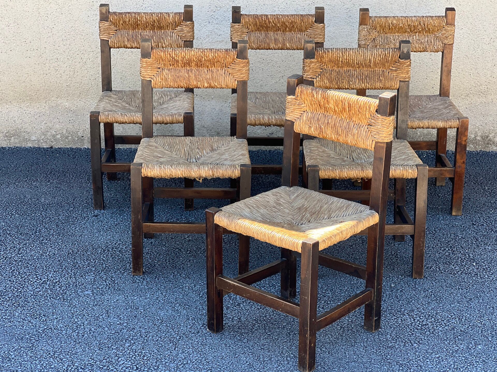 Set of 6 mulched chairs 1950