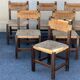 Ensemble de 6 chaises paillées 1950