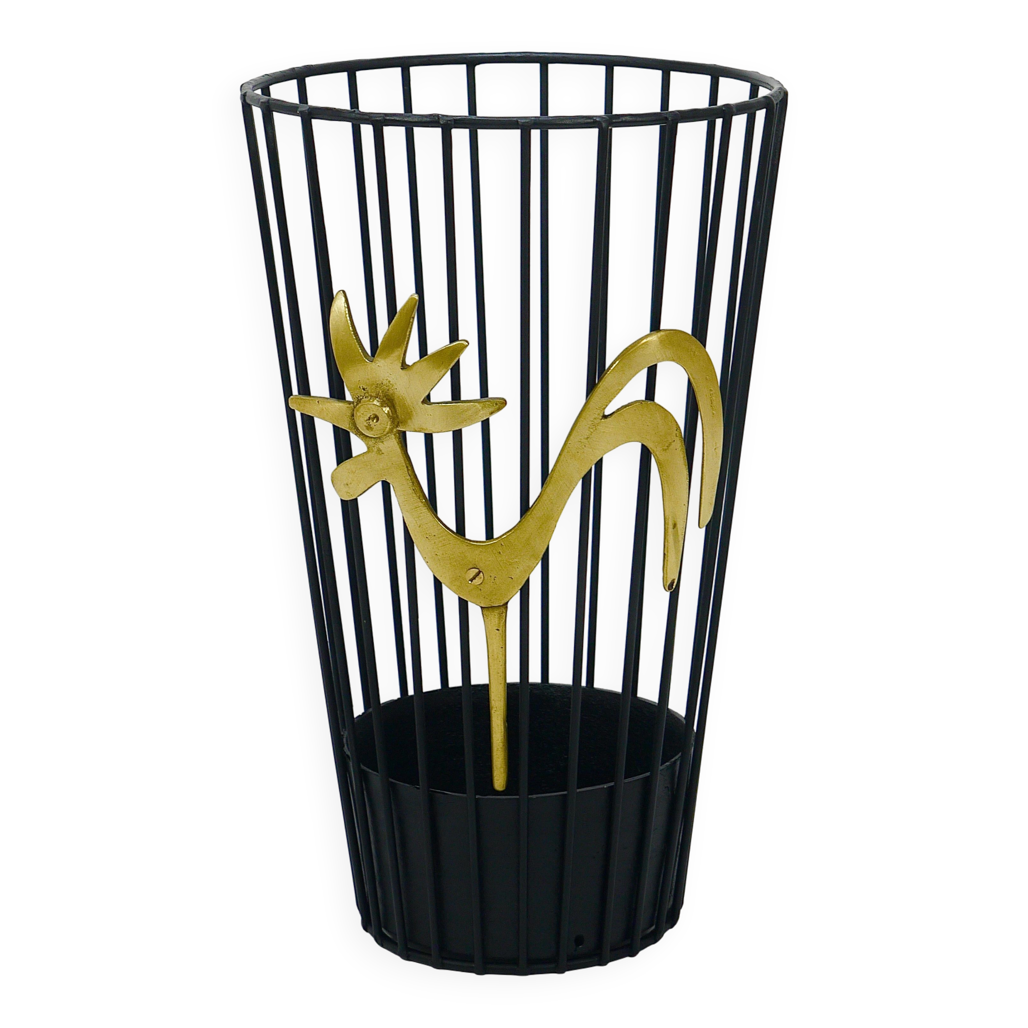 Brass Umbrella Stand Coq by Walter Bosse Mid-Century for Herta Baller, 1950s