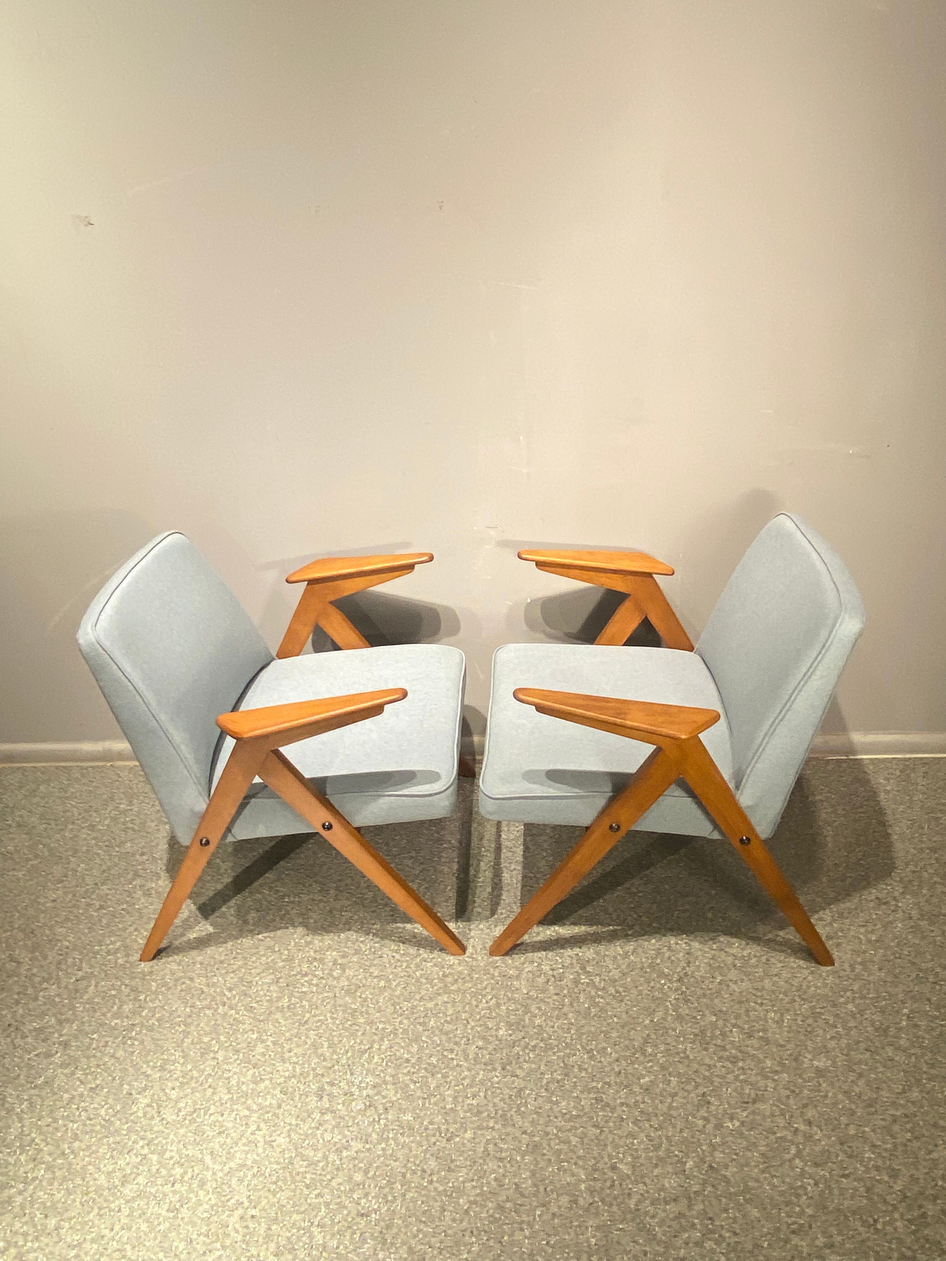 Armchairs model 366 "Bunny" by J. Chierowski vintage